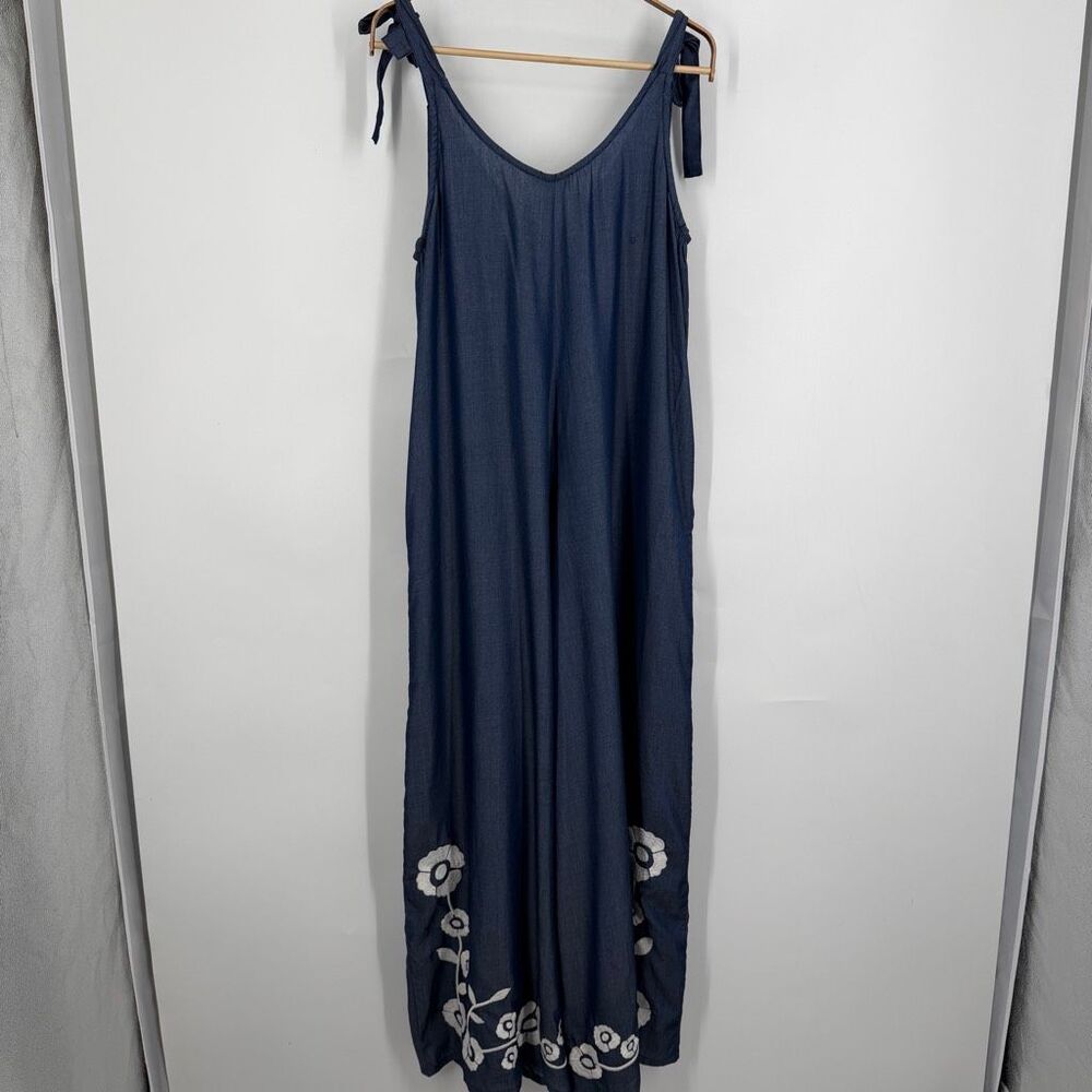 Talisman Temple Floral V-Neck Sleeveless Wide Leg Jumpsuit Sz S - Picture 8 of 9